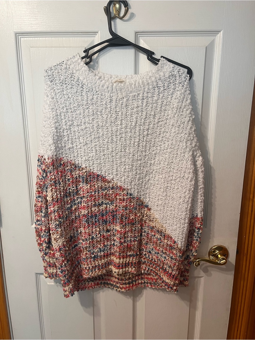 1.4.3. Story by Line Up White Sweater with Multi-Color Diagonal Panel